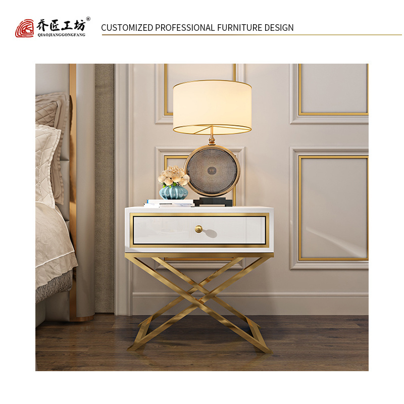 Modern 304 Stainless Steel Bedside Table Luxury Nightstand Gold Bedroom Hotel Nightstands