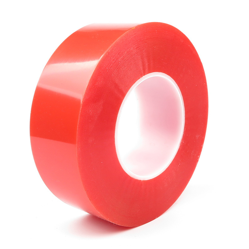 Red Film PET Tape Super Strong Solvent Acrylic Glue Double Sided Clear Customized Polyester Tape