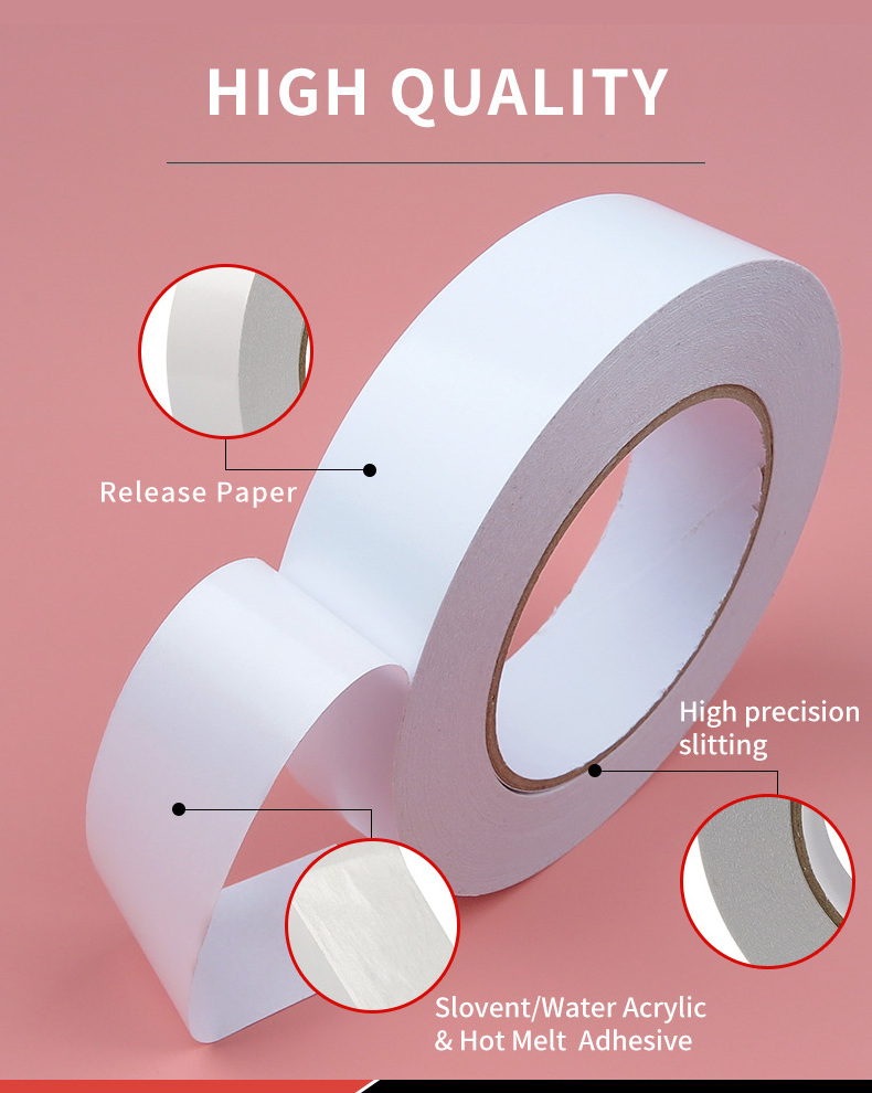 Cheap Solvent Based/Water Activated/ Hotmelt Based Adhesive Paper Double Sided Tissue Tape Non Woven Cotton Tape