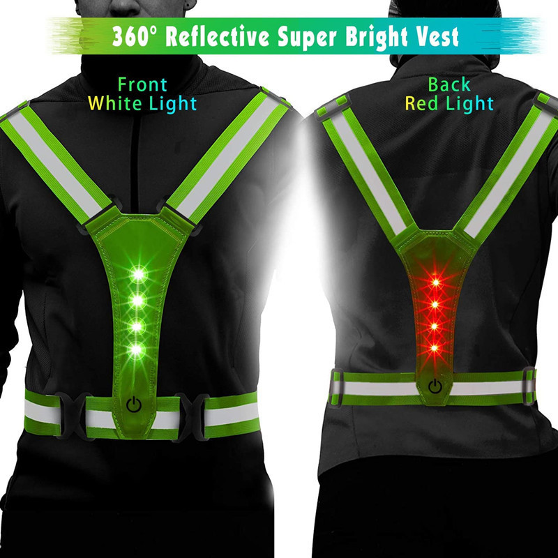 Night Running Walking Illuminated Safety Vest with Logo USB Rechargeable Hi Vis Flashing LED Traffic Reflective Safety Vests