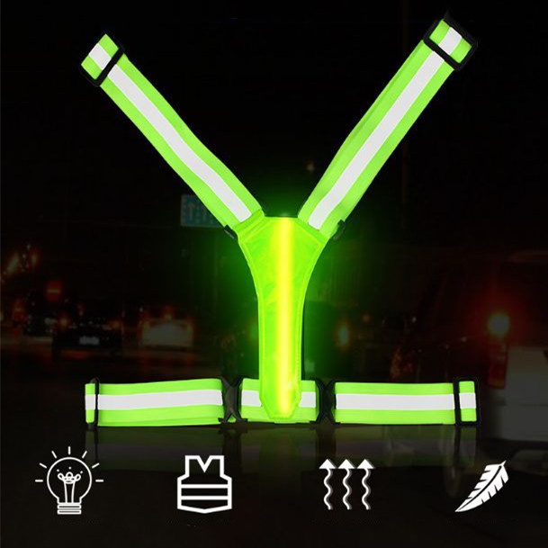 Child/Adult Black Reflective Vests and Jackets Custom Logo Hi Vis V Shape Safety Vest LED Flashing Running Cycling Safety Vests