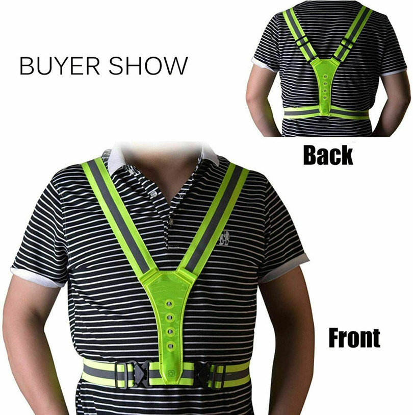 Runners Illuminated Vest Class 3 Reflective Safety Vest with Flashing Light LED Lighted Safety Vests for Walking and Running