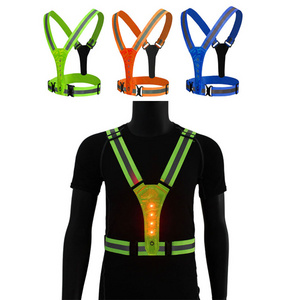 Breathable Belt Traffic Vest  for Runners Workers Jogging Biking at Night High Visibility Flashing LED Safety Vest Reflective