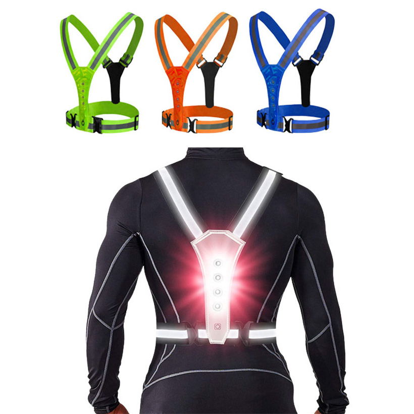 Wholesale Customized High Visibility Security Uniform Reflective Orange Safety Roadway Safety Clothing LED Vest