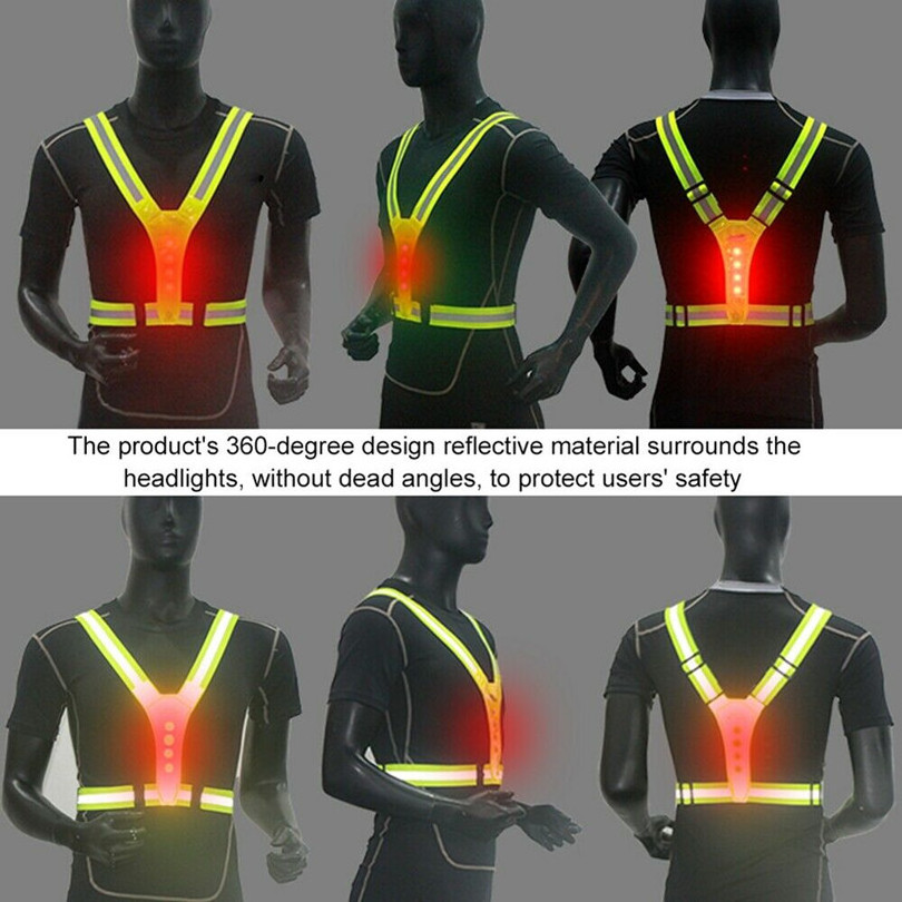 Child/Adult Bicycle Sport Work Safety Vests Light Signal High Visibility Running Reflective Flashing LED Safety Warning Vest