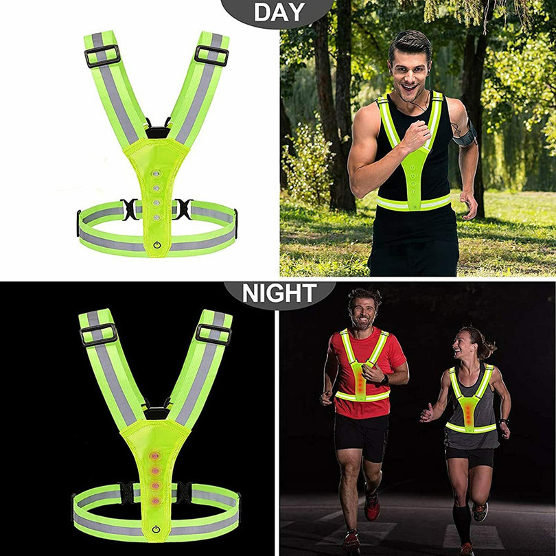 USB Veste Securite LED Rechargeable Reflective Luminous Jackets and Vests Glow in the Dark LED Child Traffic Safety Vest Belt