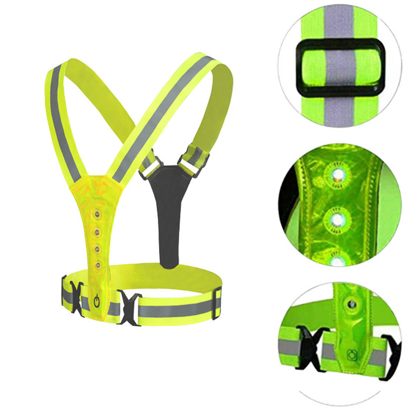 USB Veste Securite LED Rechargeable Reflective Luminous Jackets and Vests Glow in the Dark LED Child Traffic Safety Vest Belt