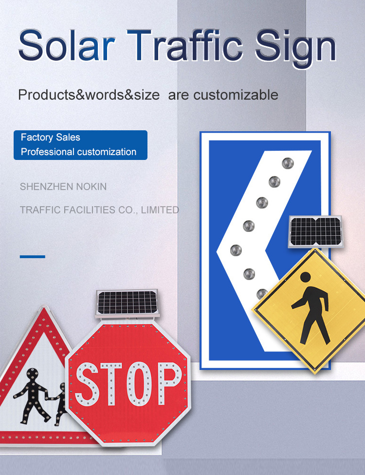 Yellow Pedestrian Crosswalk Signs Octagon Solar Flashing Light Traffic Stop Sign LED Solar Powered Traffic Road Safety Sign