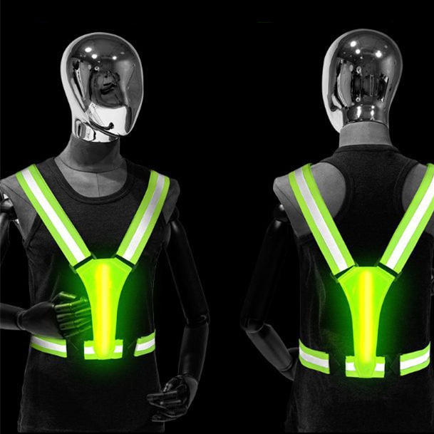 Child/Adult Black Reflective Vests and Jackets Custom Logo Hi Vis V Shape Safety Vest LED Flashing Running Cycling Safety Vests