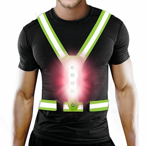 Night Running Walking Illuminated Safety Vest with Logo USB Rechargeable Hi Vis Flashing LED Traffic Reflective Safety Vests