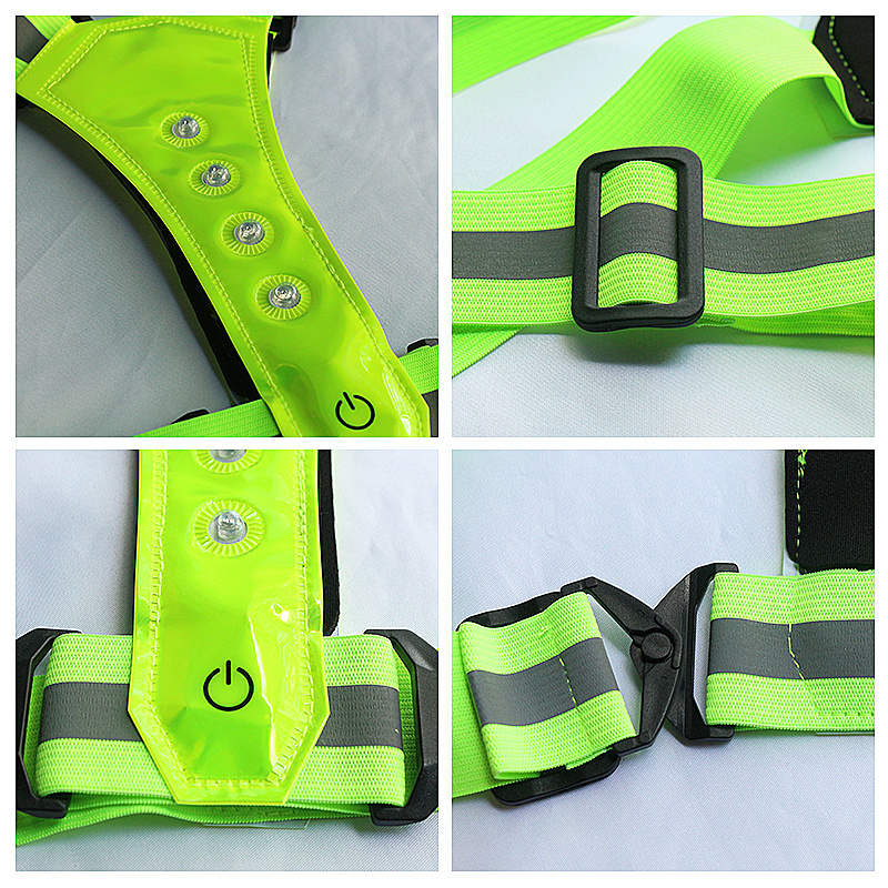 2023 High Visibility LED Sport Safety Vests Belt with LED Flash Light Signal Bicycle Running Safety Reflective Chest Vest with L