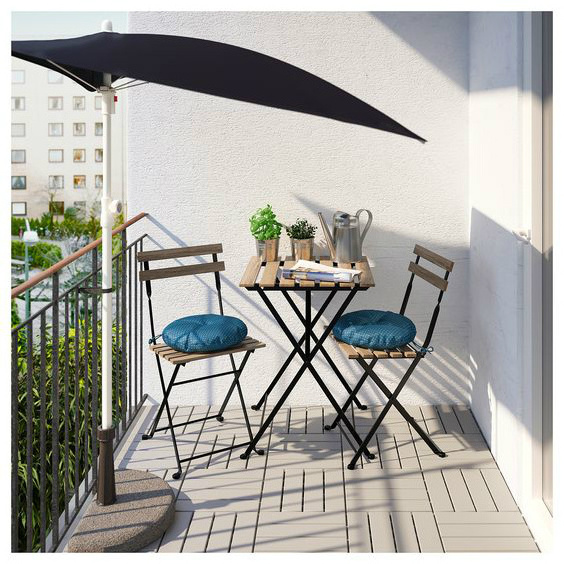 3 Piece Folding Coffee Set with 2 Chairs/ Acacia Wood Bistro Set/ Garden Backyard Outdoor Patio Furniture