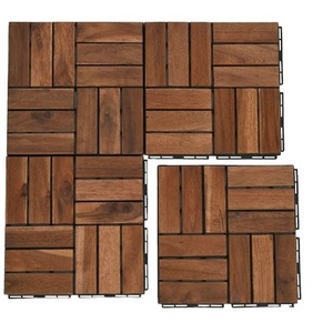 Oil Acacia Checker/ Natural Color Interlocking Decking TIle/ Anti Slip Outdoor Deck Floor Tile