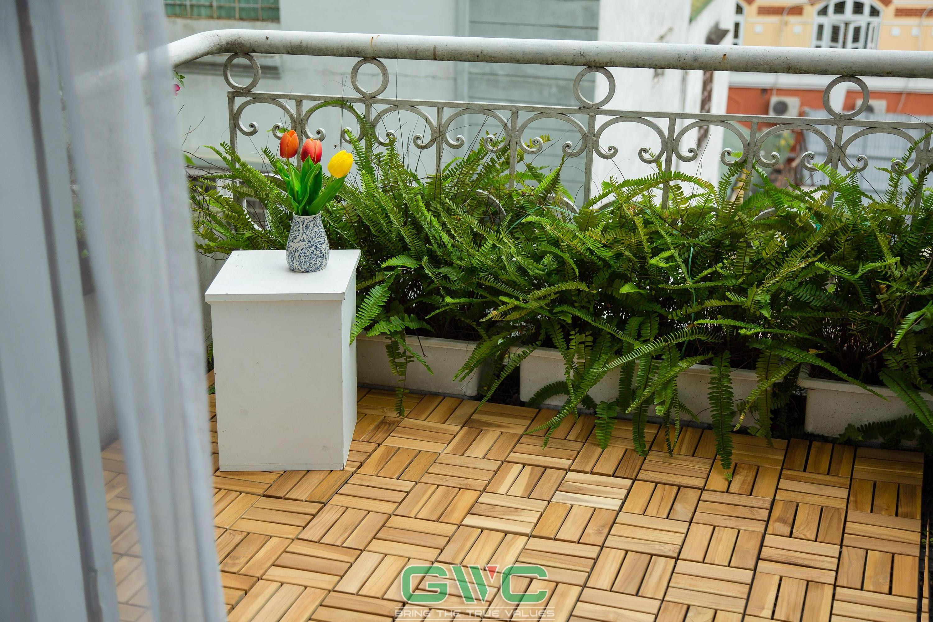 Balcony Teak Wooden Deck Tiles/ Vietnam Interlocking Teak Wood Floor Tiles for Outdoor Terrace Poolside Sidewalk Garden