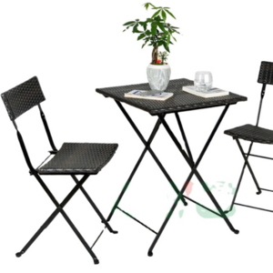 Saving Place Patio 3 Pieces PE Rattan Wicker Coffee Bistro Set / Small Garden Wicker Table and Chair Set