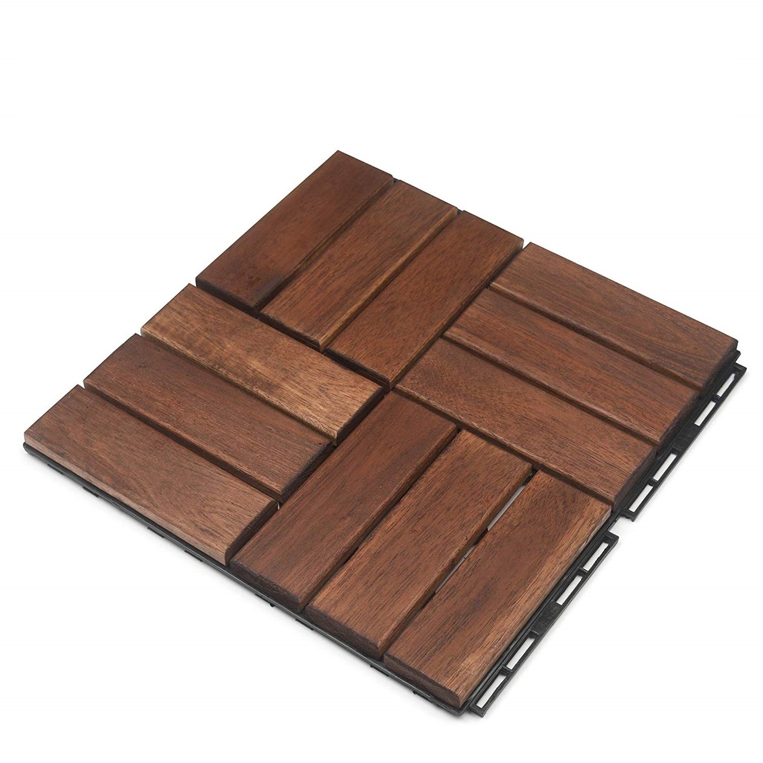 Acacia Wood Flooring Tile Wooden Interlocking Floor Tiles with Oiled Finish Snap Lock for Outdoor Decking Patio 12x12