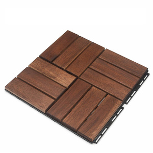 Acacia Wood Flooring Tile Wooden Interlocking Floor Tiles with Oiled Finish Snap Lock for Outdoor Decking Patio 12x12"