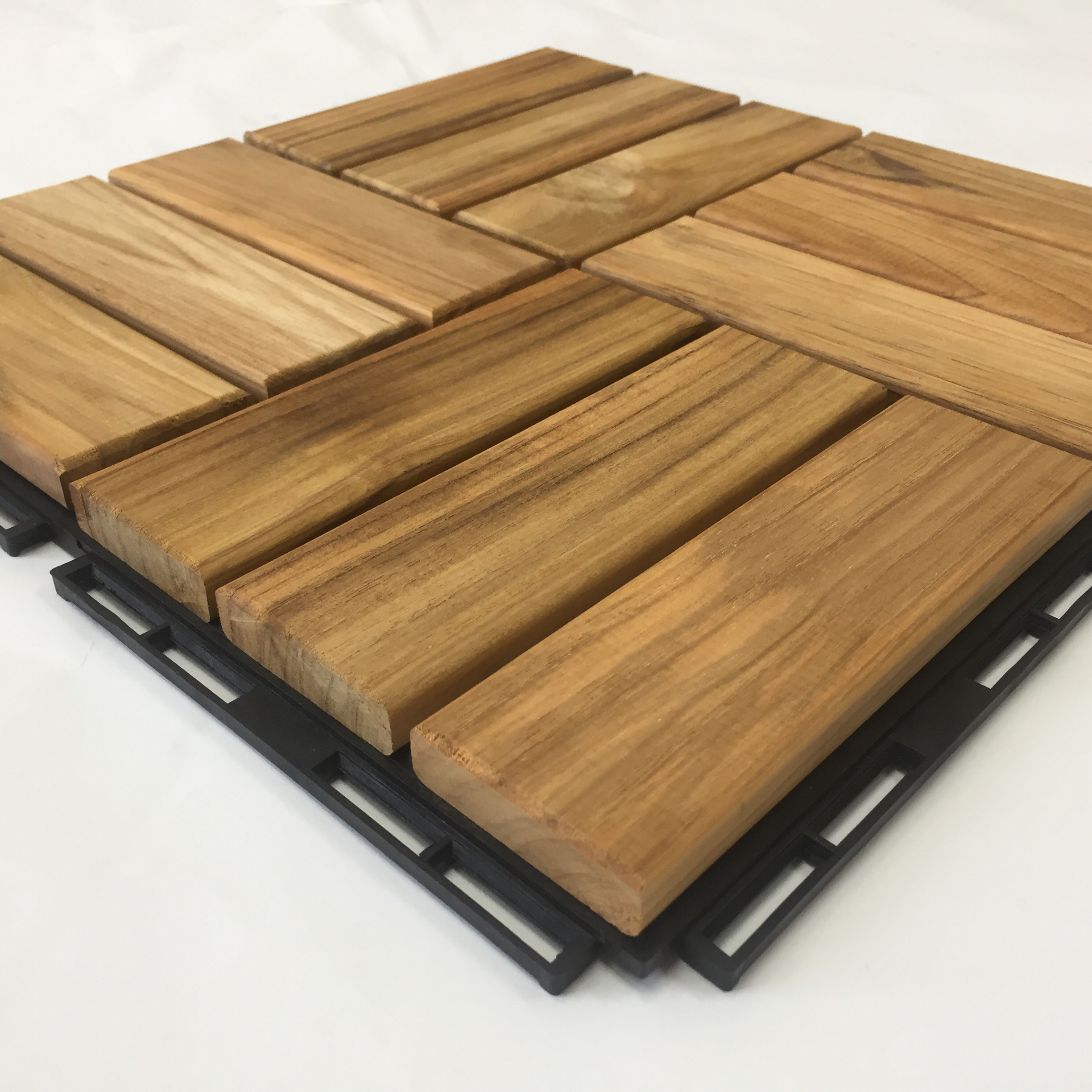 Balcony Teak Wooden Deck Tiles/ Vietnam Interlocking Teak Wood Floor Tiles for Outdoor Terrace Poolside Sidewalk Garden