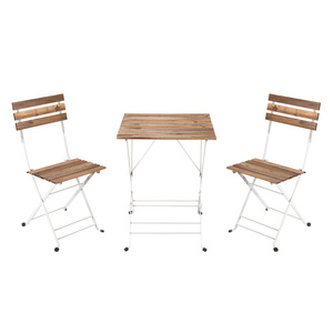 Garden Coffee Acacia Wood 1 Table and 2 Chairs Set for Cozy Time tarno set patio balcony outdoor space foldable