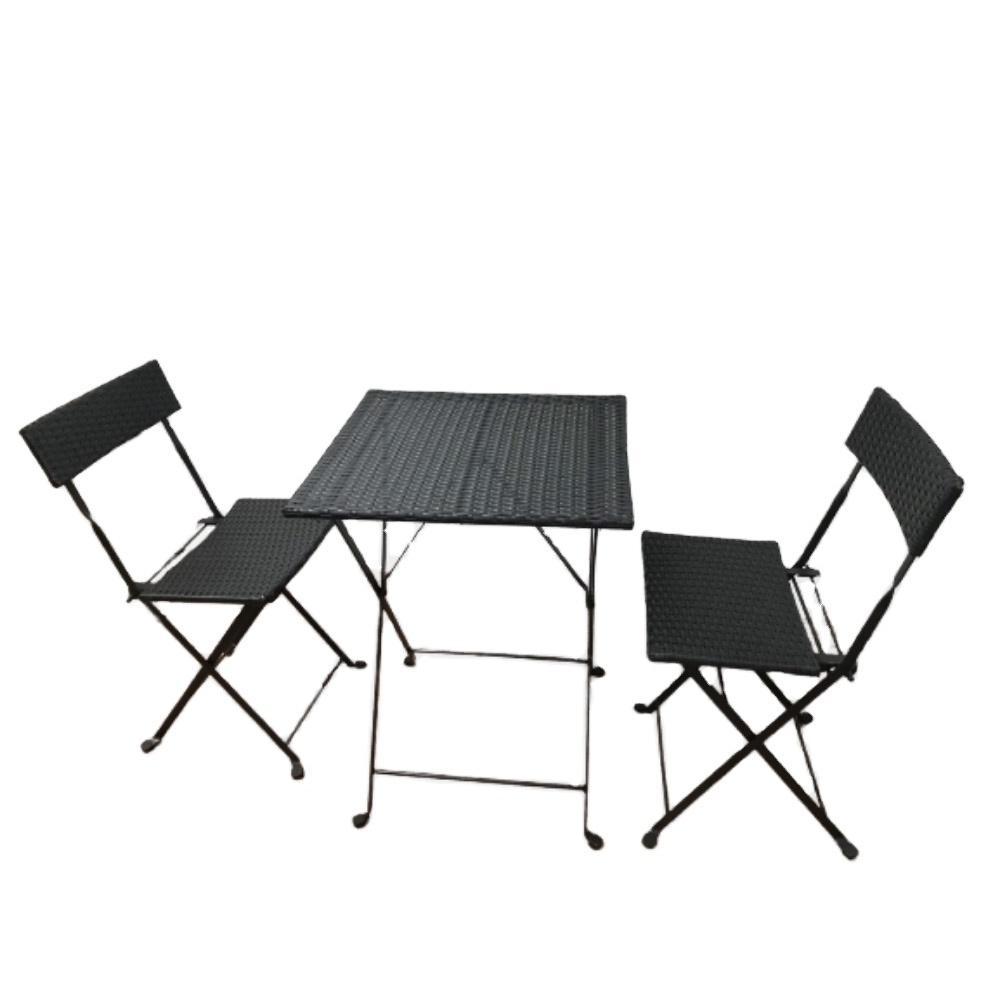 Saving Place Patio 3 Pieces PE Rattan Wicker Coffee Bistro Set / Small Garden Wicker Table and Chair Set