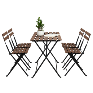 BeNK 5 PCS FOLDABLE TABLE AND CHAIRS/HIGH-QUALITY  ACACIA WOOD GARDEN SET/ CHEAP OUTDOOR FURNITURE FROM VIETNAM