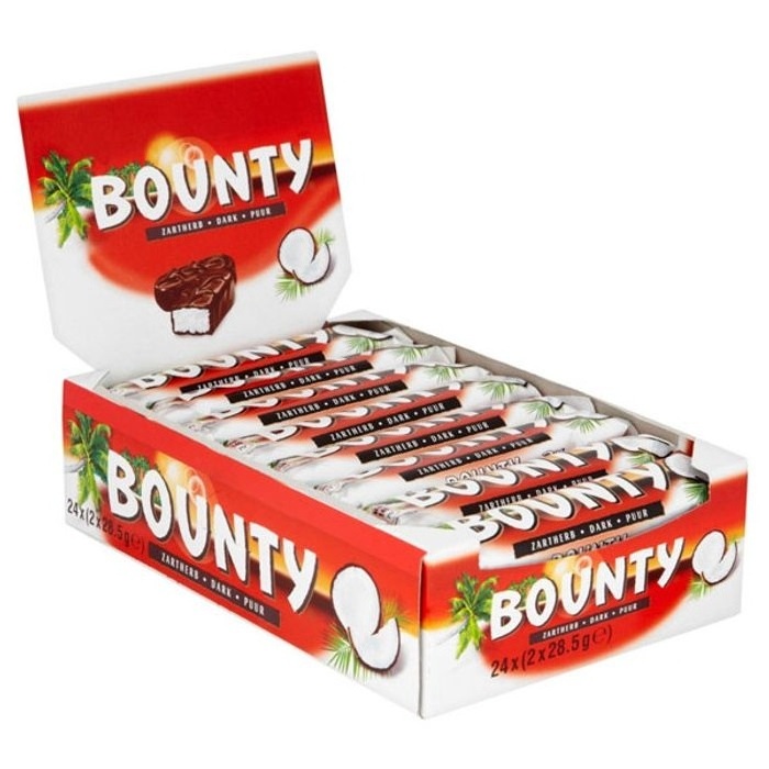 Bounty Coconut Milk Chocolate Bars Bulk Box, 24 Bars of 57g