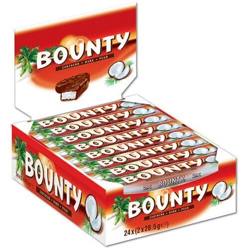 Bounty Coconut Milk Chocolate Bars Bulk Box, 24 Bars of 57g