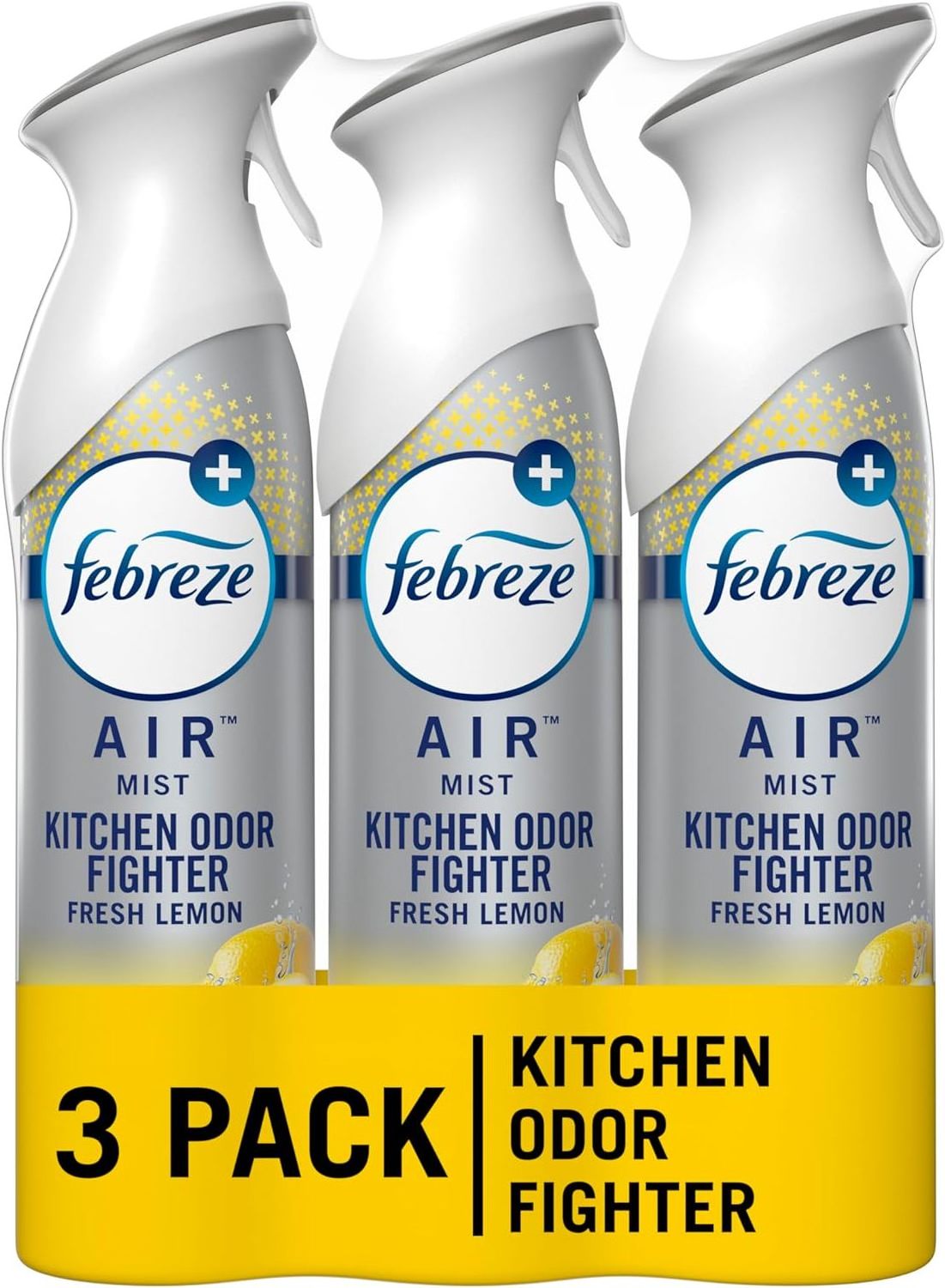 Febreze Air Effects Spray, Kitchen Odor Fighter Air Freshener Lemon Scent, 8.8 oz. Aerosol Can (Pack of 3)