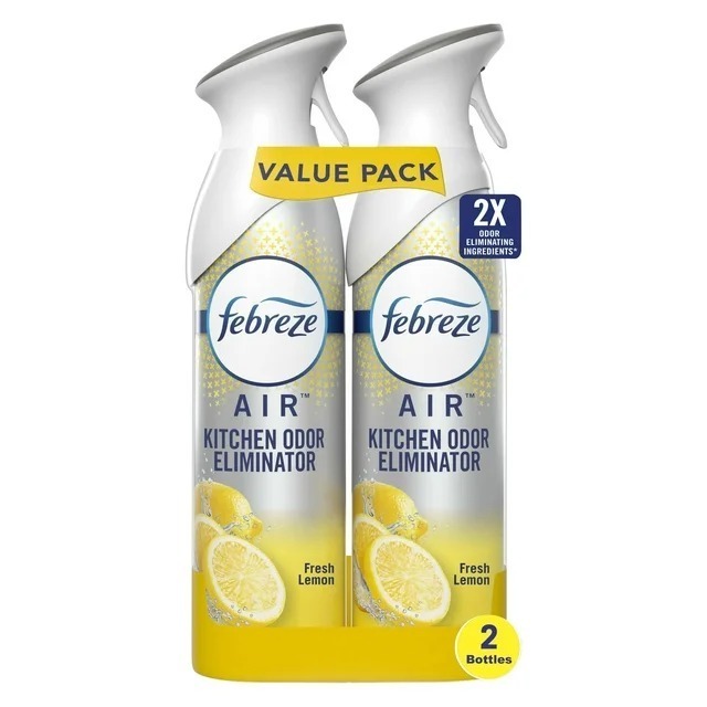 Febreze Air Effects Spray, Kitchen Odor Fighter Air Freshener Lemon Scent, 8.8 oz. Aerosol Can (Pack of 3)