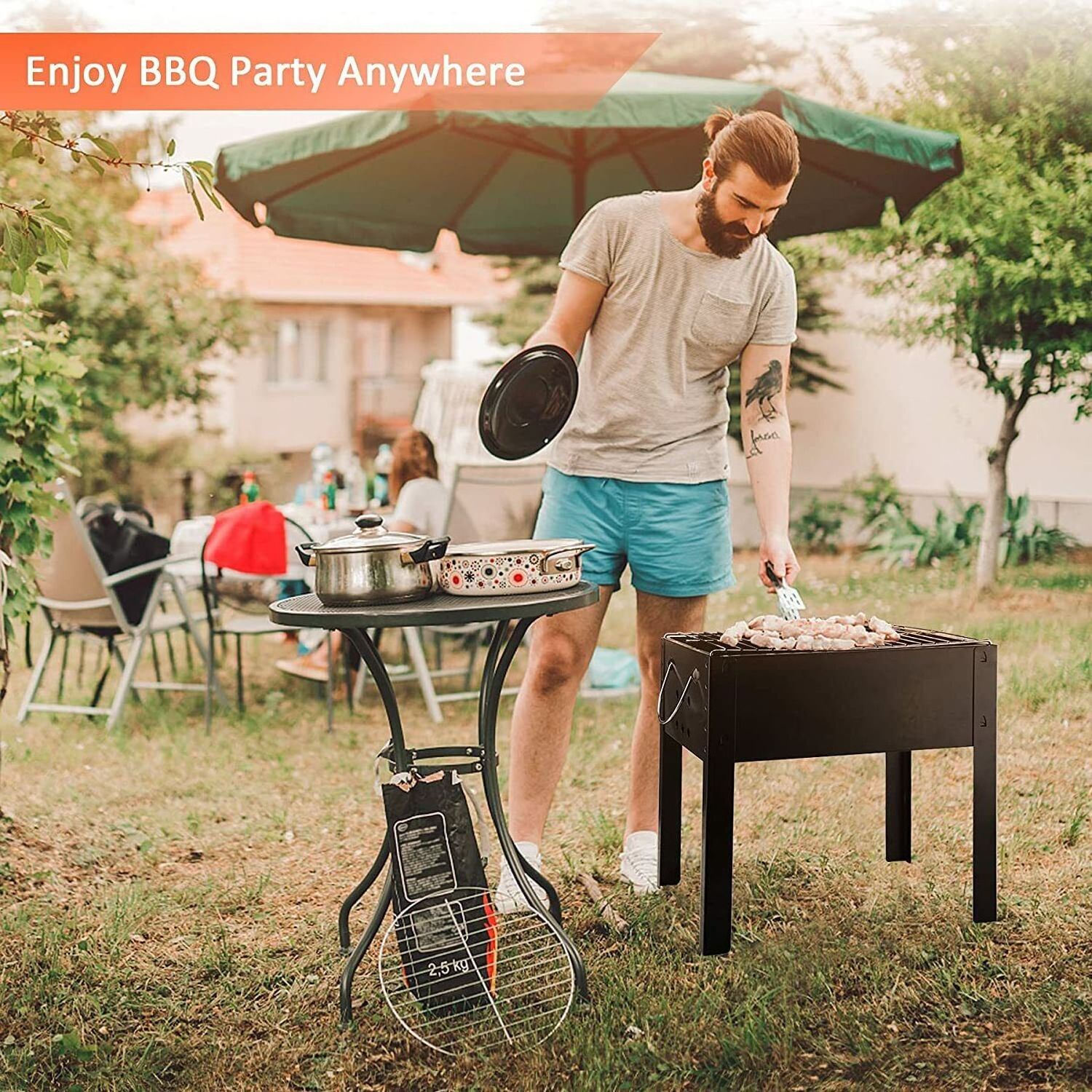 Foldable Outdoor Charcoal Barbecue Grill