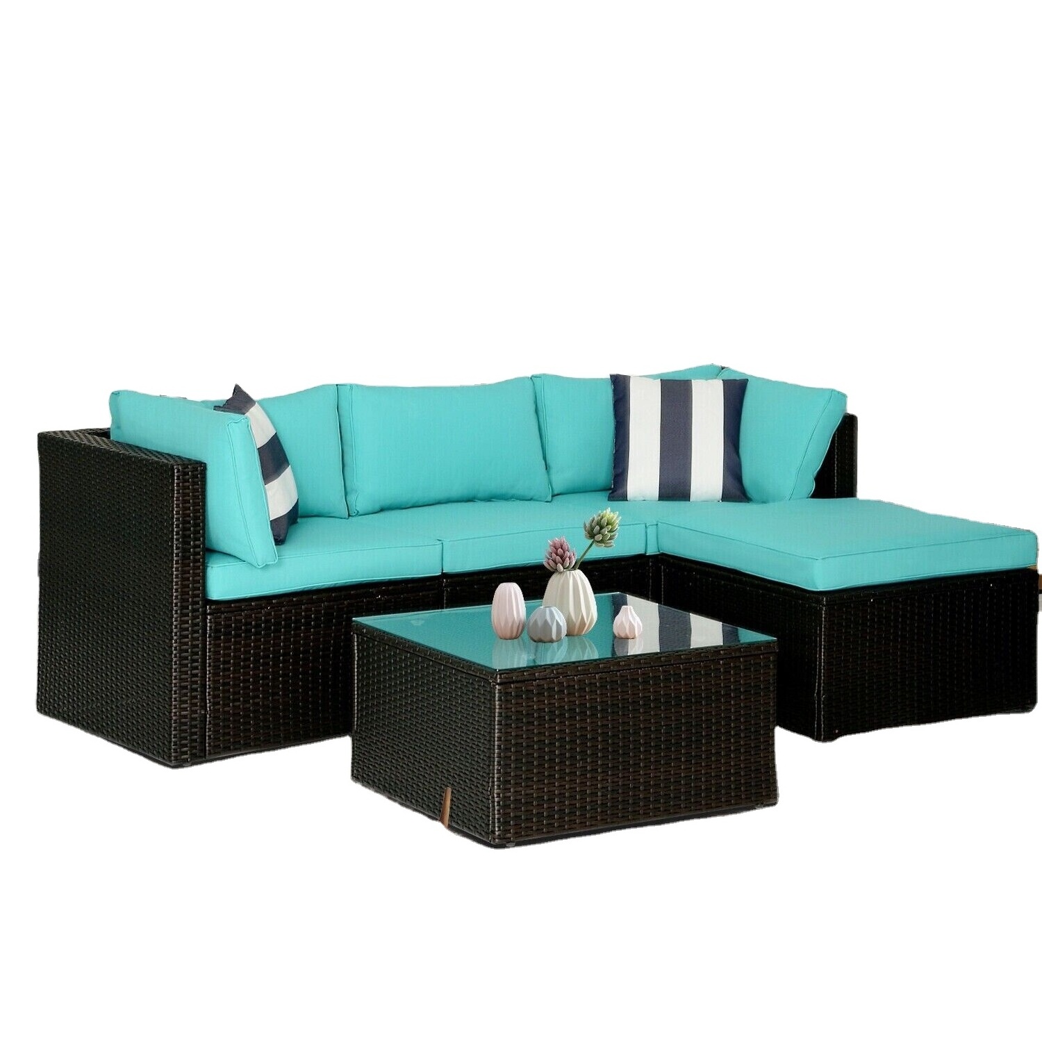 5 Pieces Patio Furniture Sets All Weather Sectional Sofa Modular