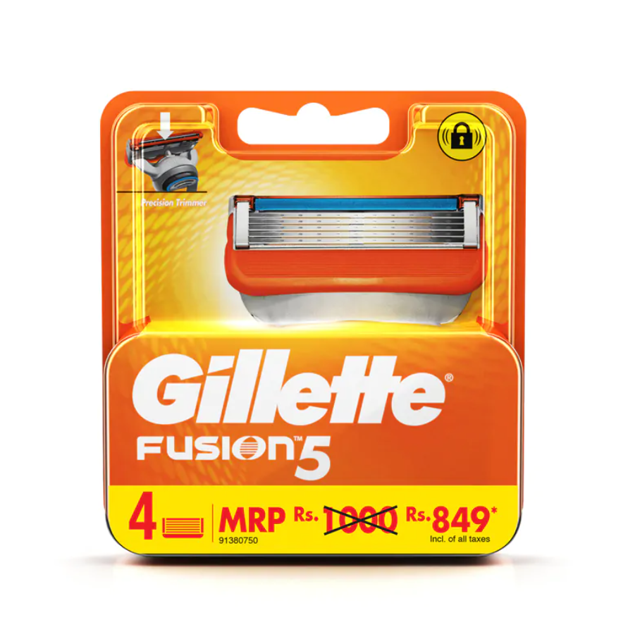 4 X Gillette Fusion Refill Razor Blade Cartridges 4 Pack (Total 16 Blades)