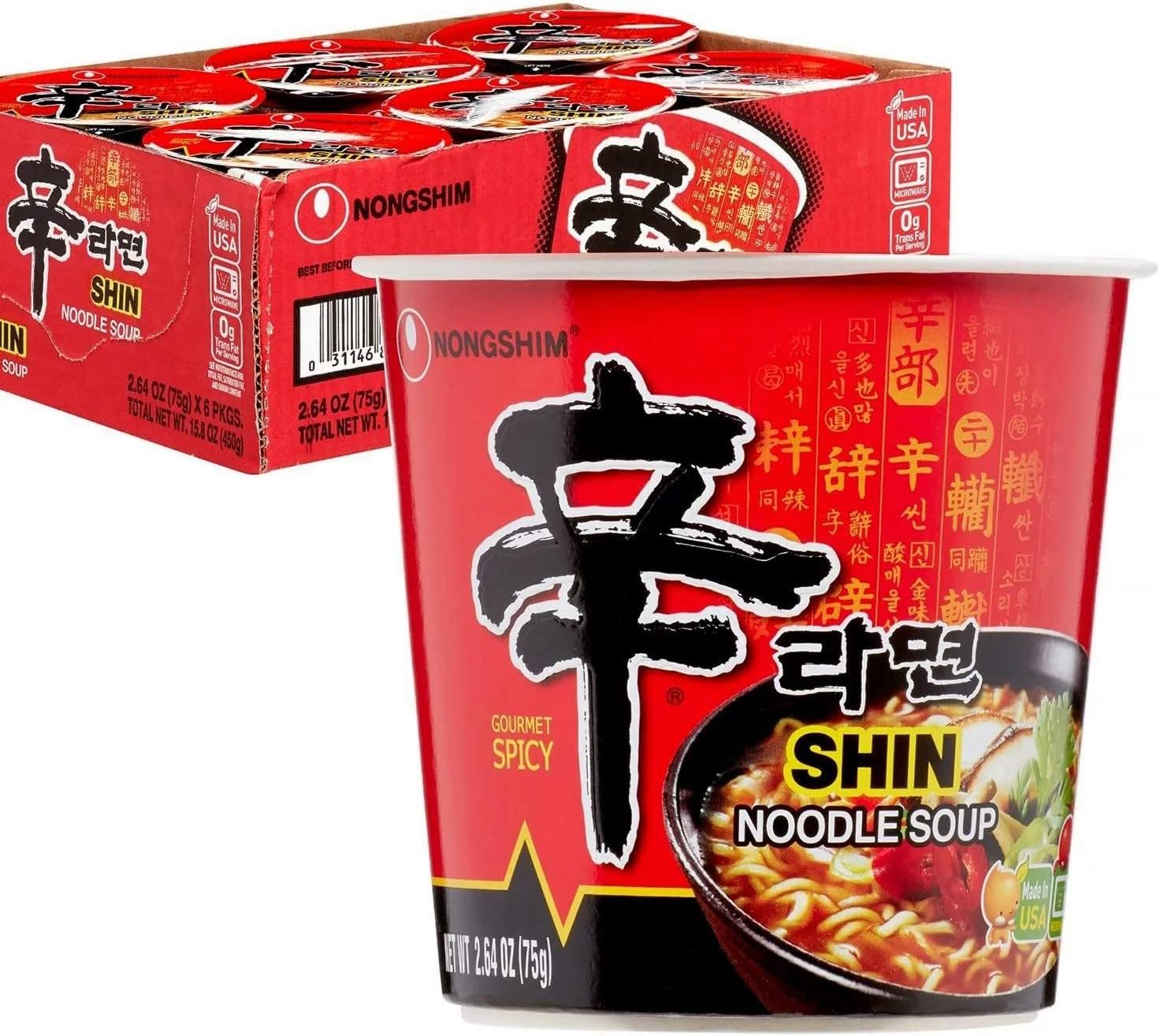 Nongshim Shin Ramyun Noodle Cup (68 gr)Korean Ramen Instant Noodles