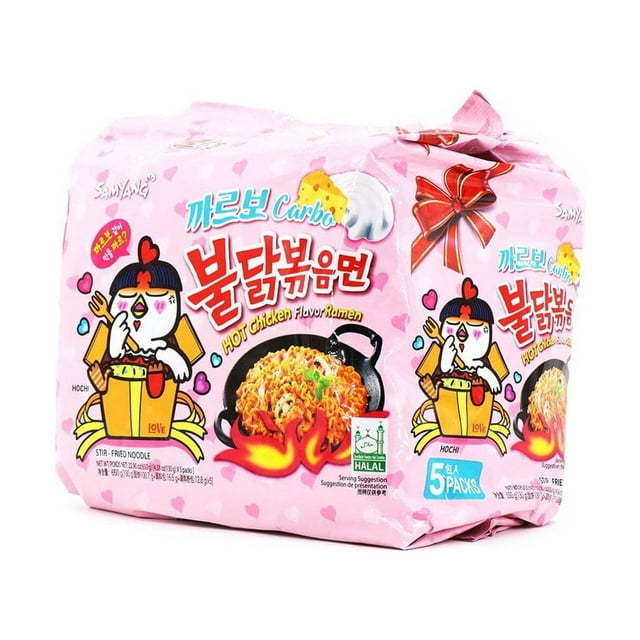 Samyang Spicy Chicken Noodle Carbonara Flavor Ramen, 4.58 oz, 5 Pack , Korean Instant Noodles.