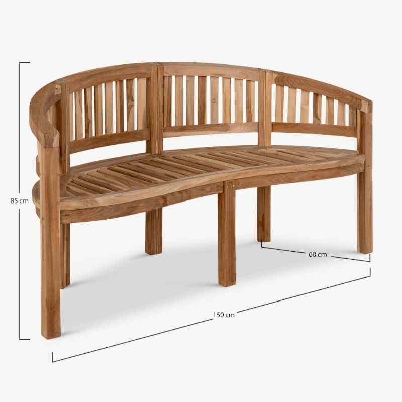 Good Cost High Grade Modern Cabo Outdoor Natural Teak Water Insects Resistance Garden Curved Light Wood Bench