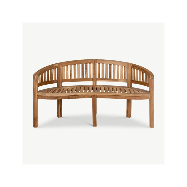 Good Cost High Grade Modern Cabo Outdoor Natural Teak Water Insects Resistance Garden Curved Light Wood Bench