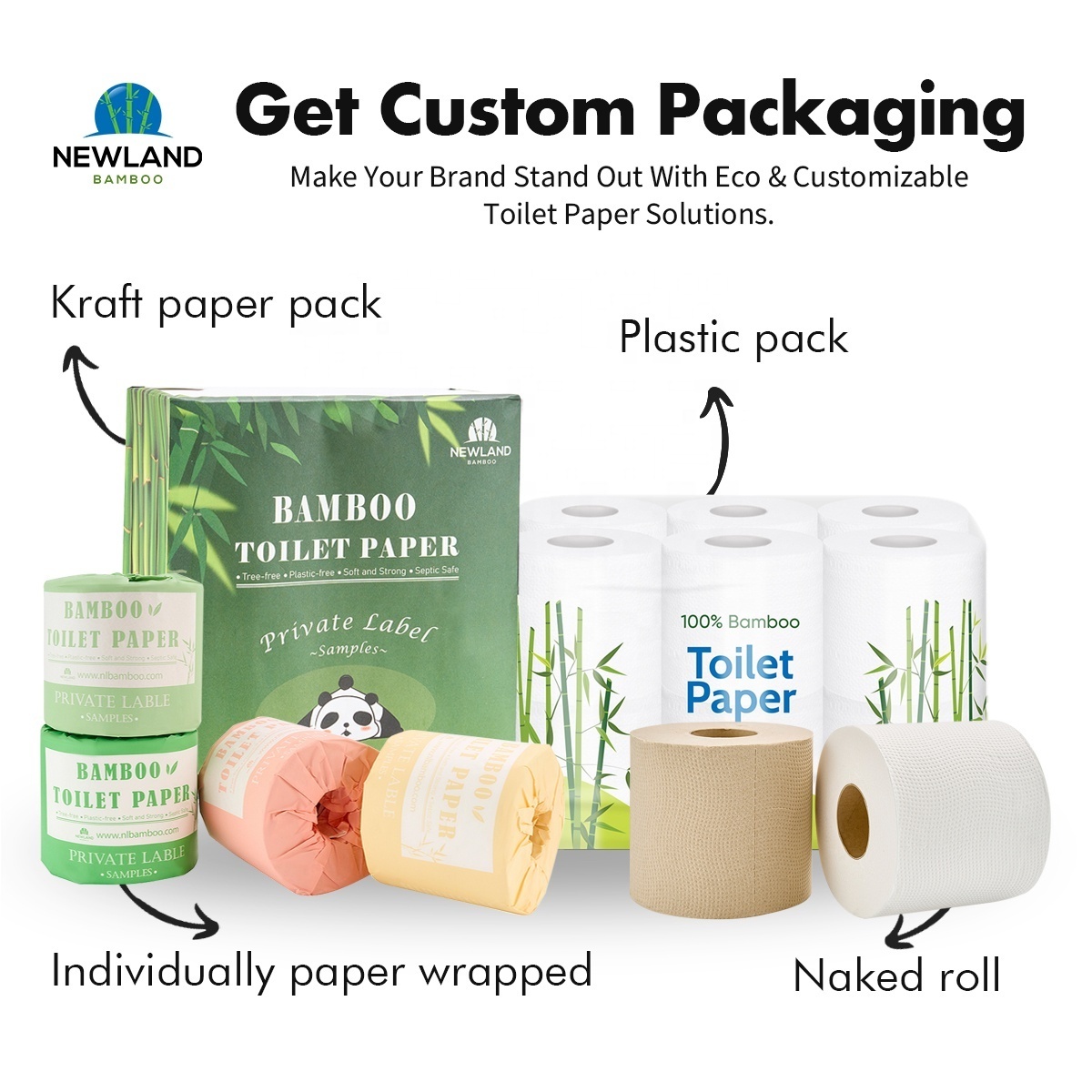 Popular 4 Ply Bamboo Pulp Hand Paper Roll Septic Safe Toilet Tissues Eco-Friendly Toilet Paper