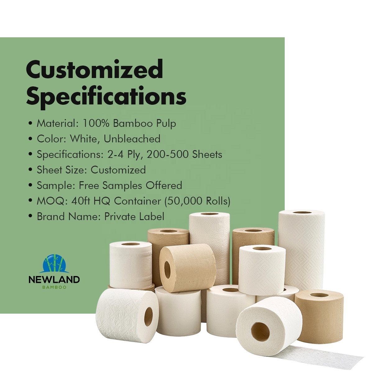 Popular 4 Ply Bamboo Pulp Hand Paper Roll Septic Safe Toilet Tissues Eco-Friendly Toilet Paper