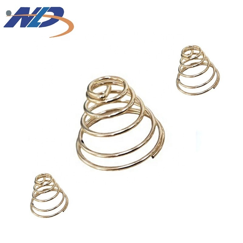 NLD  High Quality Stainless Steel Tapered Tower Gold Plated Copper Wire Conical Compression Spring