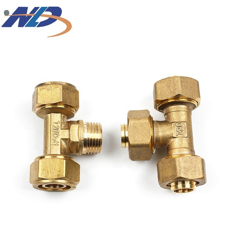 NLD CNC Machining Y Joint 1/2'' Hose Nipple Brass 3 Way Male Connector Brass Pex Hose Fittings