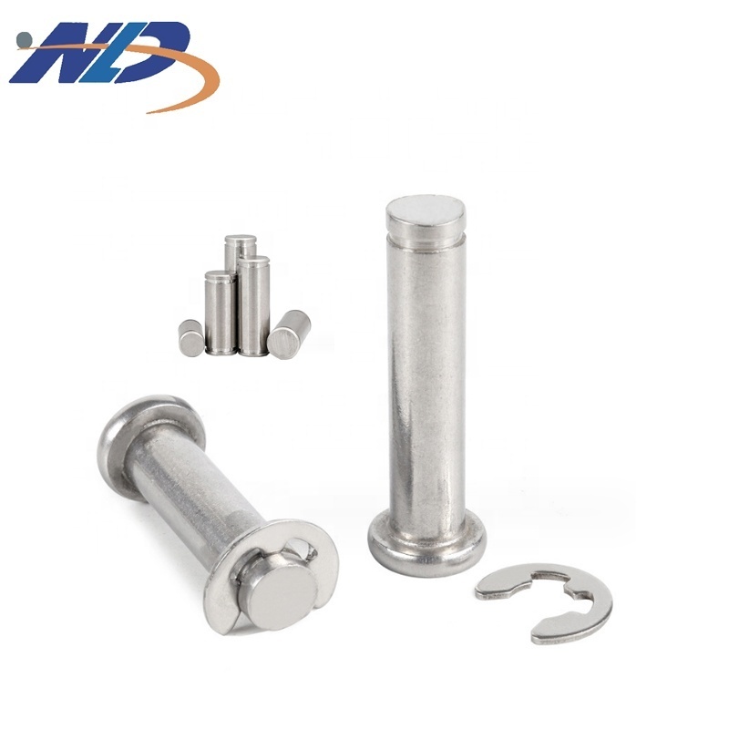 NLD Double Ends 304 316 201 Stainless Steel Flat Head 0.25 inch Groove Clevis Pin with circlips