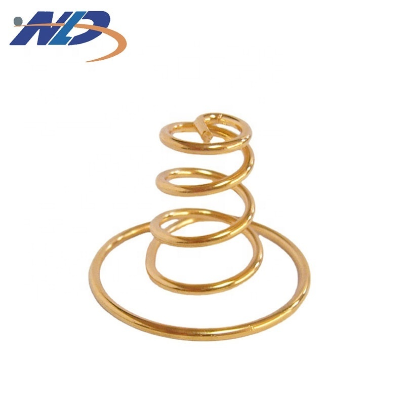 NLD  High Quality Stainless Steel Tapered Tower Gold Plated Copper Wire Conical Compression Spring