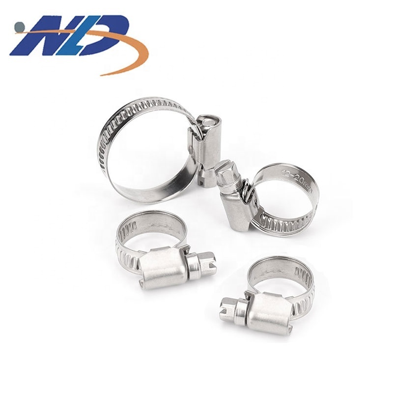 Manufacture double bolt heavy duty stainless steel germen metal set pipe spiral clip mini hose clamp