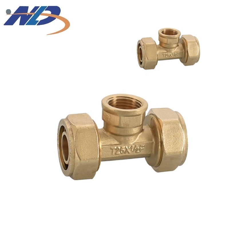 NLD CNC Machining Y Joint 1/2'' Hose Nipple Brass 3 Way Male Connector Brass Pex Hose Fittings