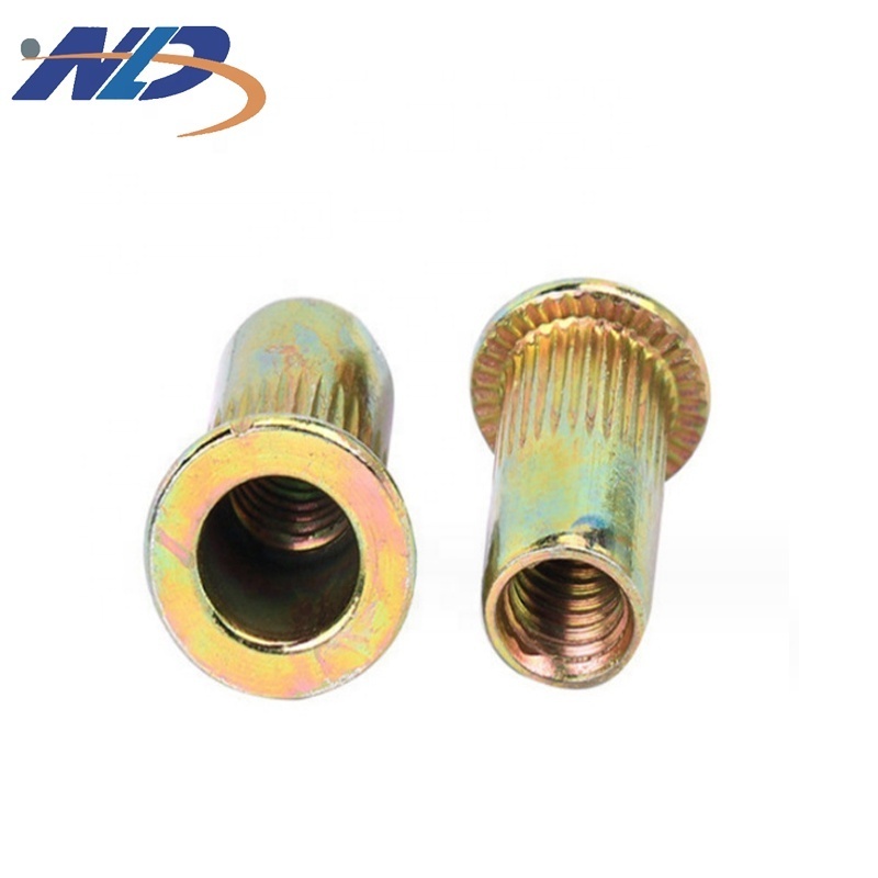 NLD Custom Good PriceM5 M8 Colored zinc Threaded Inserts 304 Stainless Steel Flat Head Hex Rivet Nut