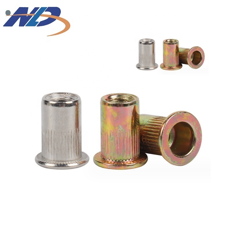 NLD Custom Good PriceM5 M8 Colored zinc Threaded Inserts 304 Stainless Steel Flat Head Hex Rivet Nut