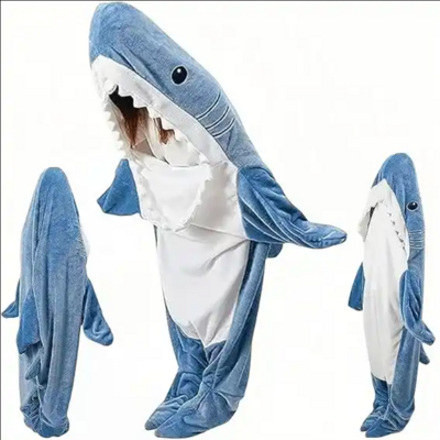 Cozy Wearable Shark Blanket Hoodie Cartoon Animals Shark Blanket Hoodie Sleeping Bag Interesting Shark Onesie Blanket