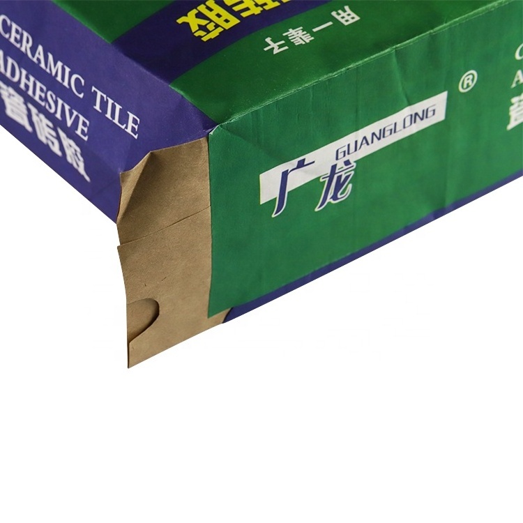 empty tile adhesive bags 20 kg 20kg Cement Putty Powder Glue Tile Adhesive Packing Kraft Paper Bag With Pasted Valve