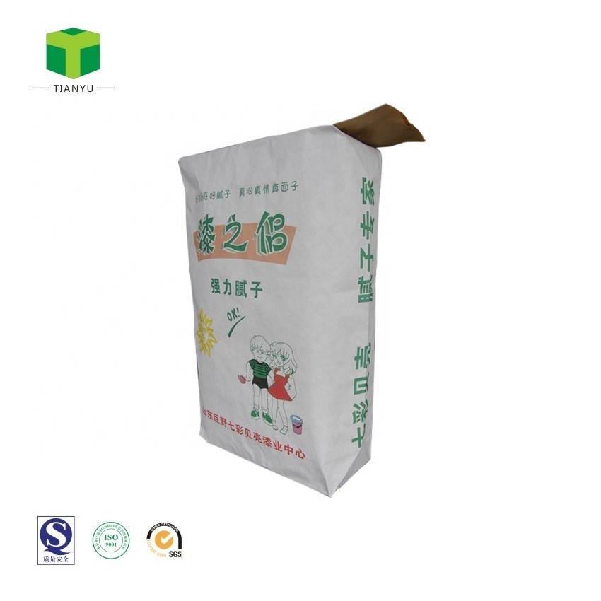 Kraft paper block bottom valve port bag for packing cement concrete chemical fertilizer 25kg 20kg