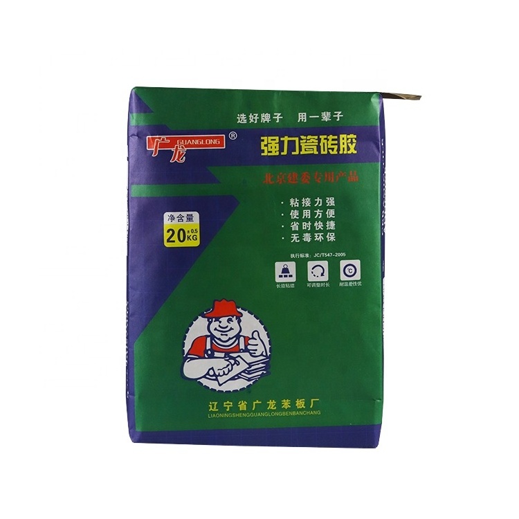 empty tile adhesive bags 20 kg 20kg Cement Putty Powder Glue Tile Adhesive Packing Kraft Paper Bag With Pasted Valve